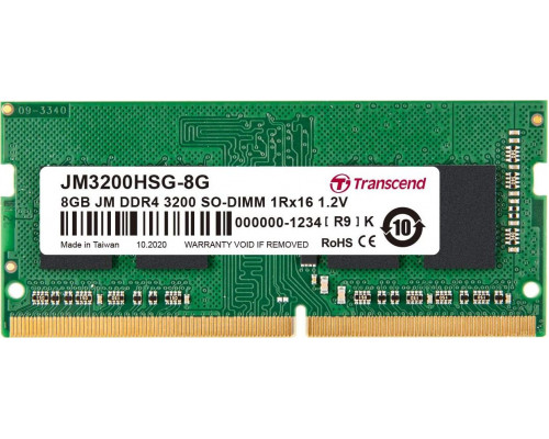 Transcend JetRam, SODIMM, DDR4, 8 GB, 3200 MHz, CL22 (JM3200HSG-8G)